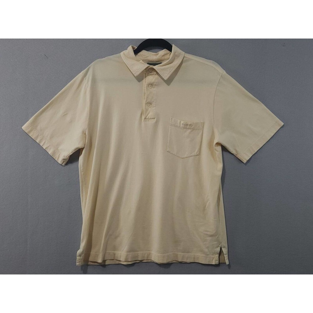 CC Filson Shirt Mens Golf Polo Small White Cream Solid Short Sleeve Embroidered